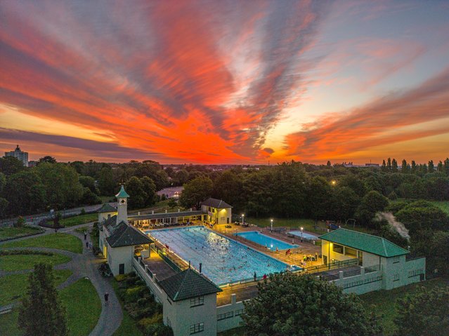 Peterborough Lido in United Kingdom attracted a large number of swimmers when it opened early for a dawn swim on the summer solstice, June 20, 2024. The lido retains the art deco style it has featured since it was built in 1936. (Photo by Paul Marriott/The Times)