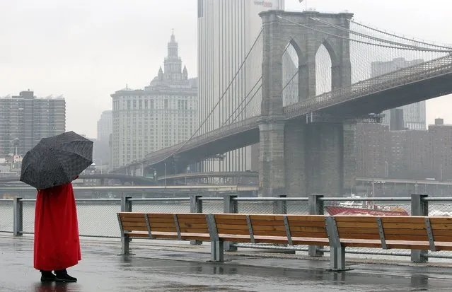 A woman looks on after a ribbon-cutting ceremony for the just-opened first section of Brooklyn Bridge Park March 22, 2010, in the Brooklyn borough of New York City. (Photo by Mario Tama/Getty Images)