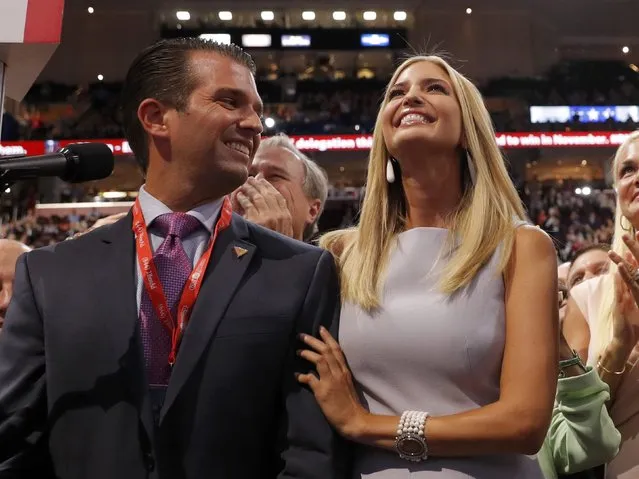 Children of Republican U.S. presidential candidate Donald Trump, Donald Jr. and Ivanka, celebrate with the New York delegation as they celebrate that state putting Donald Trump over the top to clinch nomination at the Republican National Convention in Cleveland, Ohio, U.S. July 19, 2016. (Photo by Brian Snyder/Reuters)