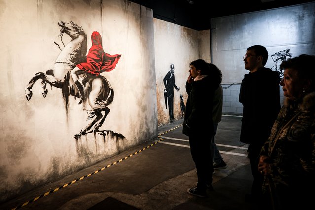 A view of the new Banksy Museum featuring reproductions of Banksy's graffiti art from around the world on January 29, 2025 in Madrid, Spain. (Photo by Pablo Cuadra/Getty Images)