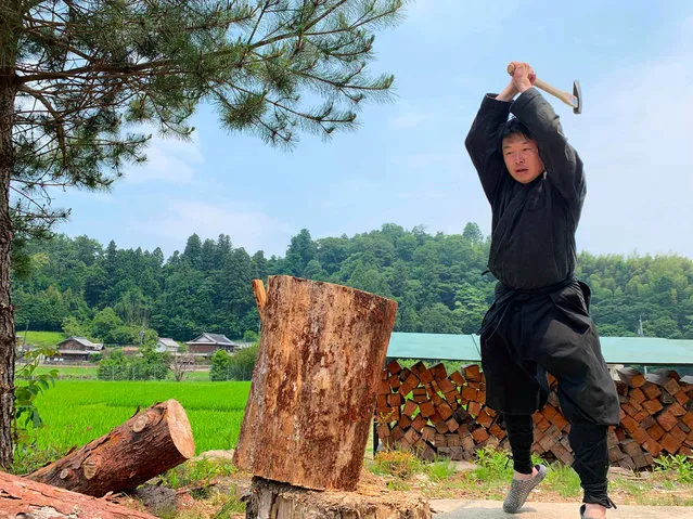 This handout photo taken on June 21, 2019 and received on June 26, 2020 courtesy of Genichi Mitsuhashi shows his ninja training in Iga, Mie prefecture. Genichi Mitsuhashi has become the first student ever to graduate from a Japanese university with a master's degree in ninja studies. (Photo by Genichi Mitsuhashi/AFP Photo)