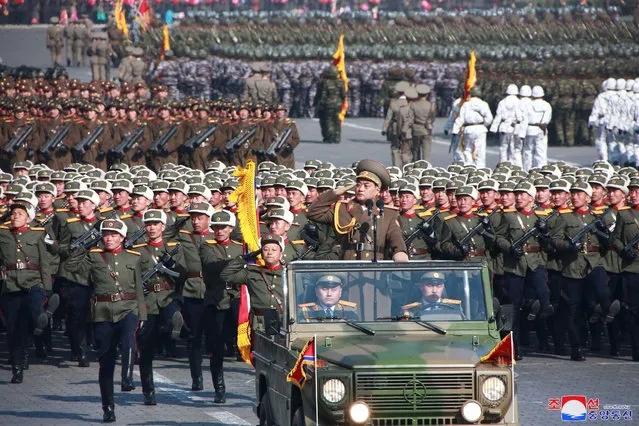 Soldiers attend a grand military parade celebrating the 70th founding anniversary of the Korean People's Army at the Kim Il Sung Square in Pyongyang, in this photo released by North Korea's Korean Central News Agency (KCNA) February 9, 2018. (Photo by Reuters/KCNA)