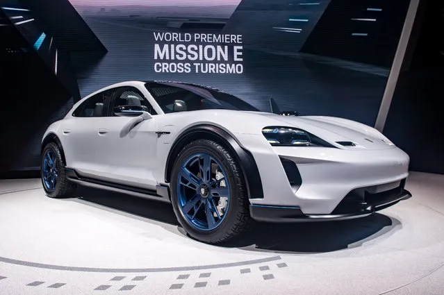 Porsche Mission E is displayed at the 88th Geneva International Motor Show on March 6, 2018 in Geneva, Switzerland. Global automakers are converging on the show as many seek to roll out viable, mass-production alternatives to the traditional combustion engine, especially in the form of electric cars. The Geneva auto show is also the premiere venue for luxury sports cars and imaginative prototypes. (Photo by Robert Hradil/Getty Images)