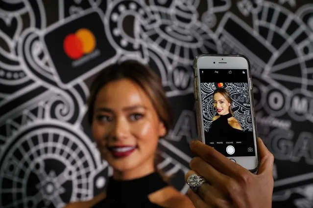 Jamie Chung joins Mastercard to showcase selfie payments during Money 20/20 at the Sands Expo and Convention Center on October 24, 2016 in Las Vegas, Nevada. (Photo by Isaac Brekken/Getty Images for Mastercard)