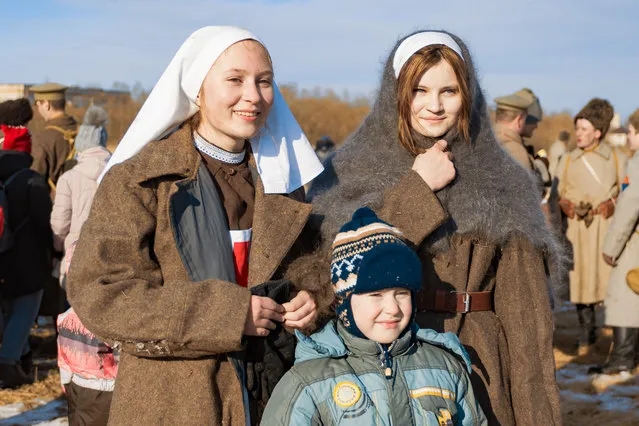 Women dressed as nurses for the reenactment of the Battle of Volochayevka near Khabarovsk, in Russia's Far East on February 14, 2021. (Photo by Olga Zykareva/Radio Free Europe/Radio Liberty)