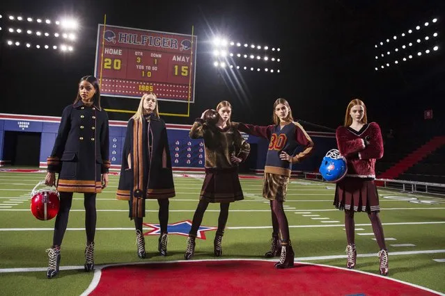 Models pose before presenting the Tommy Hilfiger Fall/Winter 2015 collection at the New York Fashion Week February 16, 2015. (Photo by Andrew Kelly/Reuters)