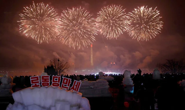 Fireworks are seen above Pyongyang, North Korea on New Year day in this photo provided by KCNA in Pyongyang on January 1, 2017. (Photo by Reuters/KCNA)