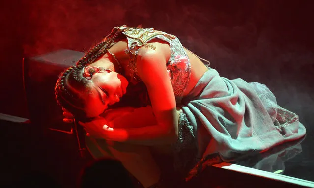 FKA Twigs performs live on stage at Alexandra Palace Theatre on May 28, 2019 in London, England. (Photo by Jim Dyson/Getty Images)