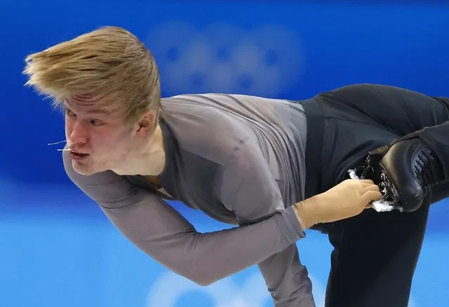 Italy's Daniel Grassl competes in the men's single skating short program of the figure skating team event during the Beijing 2022 Winter Olympic Games at the Capital Indoor Stadium in Beijing on February 4, 2022. (Photo by Evgenia Novozhenina/Reuters)