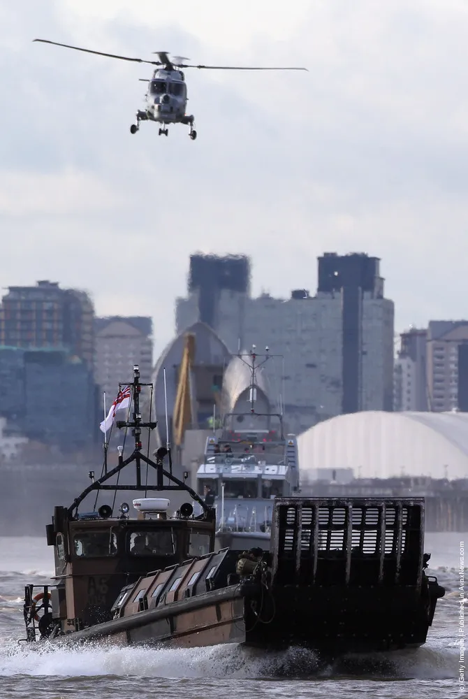 The Metropolitan Police And The Royal Marines Conduct Security Training On The River Thames