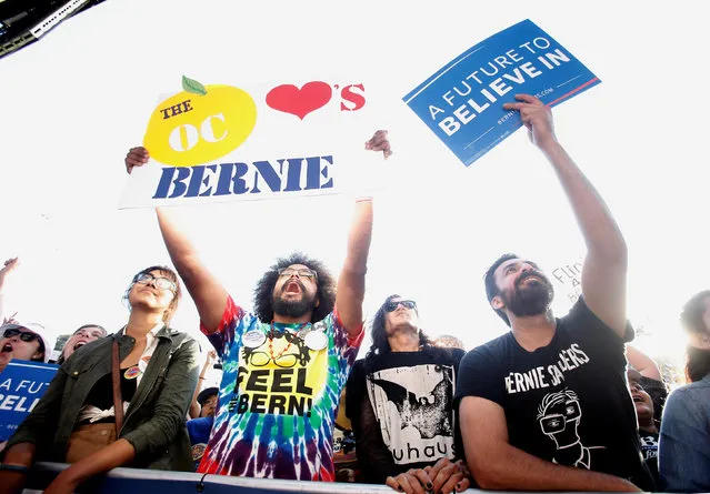 Supporters for U S. Democratic presidential candidate Bernie Sanders yell out during Sanders' speech at a campaign rally in Irvine, California U.S. May 22, 2016. (Photo by Alex Gallardo/Reuters)