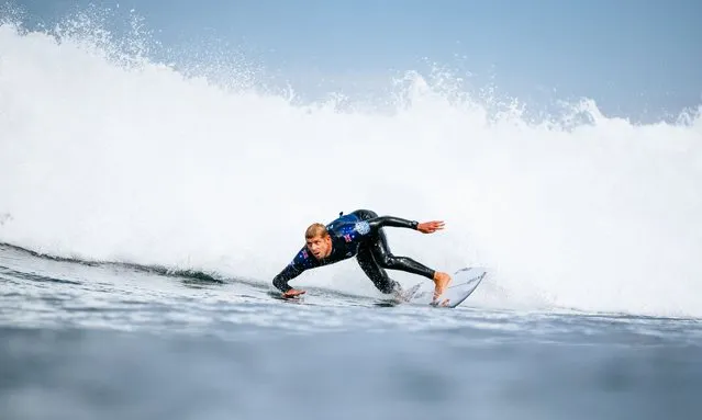 Three-time WSL Champion Mick Fanning of Australia surfs in Heat 9 of the Round of 32 at the Rip Curl Pro Bells Beach on April 14, 2022 at Bells Beach, Victoria, Australia (Photo by Ed Sloane/World Surf League via Getty Images)