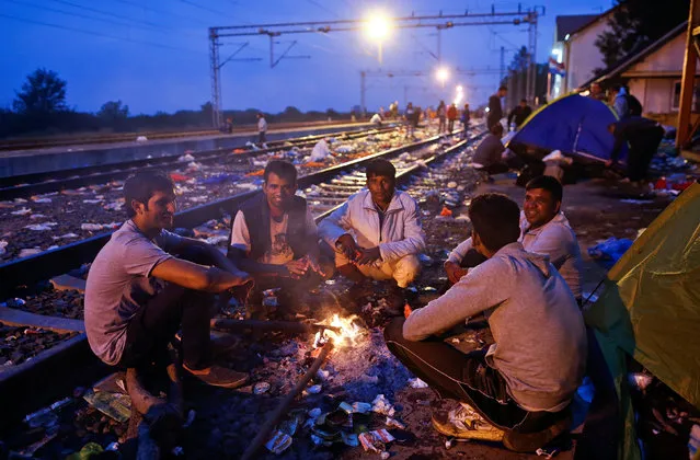 Migrants sit on railway tracks at a train station in Tovarnik, Croatia, September 20, 2015. (Photo by Antonio Bronic/Reuters)