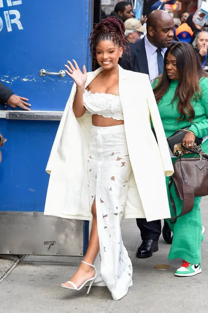 American singer-songwriter Halle Bailey is seen outside “Good Morning America” on May 18, 2023 in New York City. (Photo by Raymond Hall/GC Images)