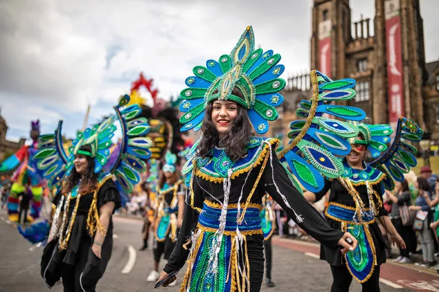 Performers take part in the Edinburgh Jazz and Blues Carnival parade, which marks the start of the city's festival season in Edinburgh, Scotland on July 15, 2018. (Photo by James Glossop/The Times)