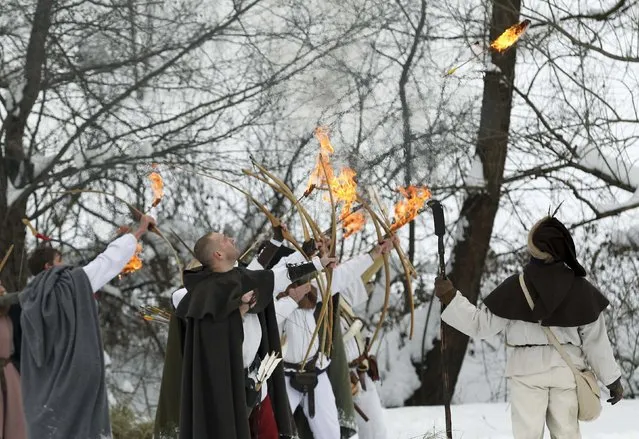 Locals re-enact the 1573 medieval battle of “Seljacka Buna” in Donja Stubica February 7, 2015. (Photo by Antonio Bronic/Reuters)
