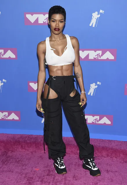 Teyana Taylor arrives at the MTV Video Music Awards at Radio City Music Hall on Monday, August 20, 2018, in New York. (Photo by Evan Agostini/Invision/AP Photo)