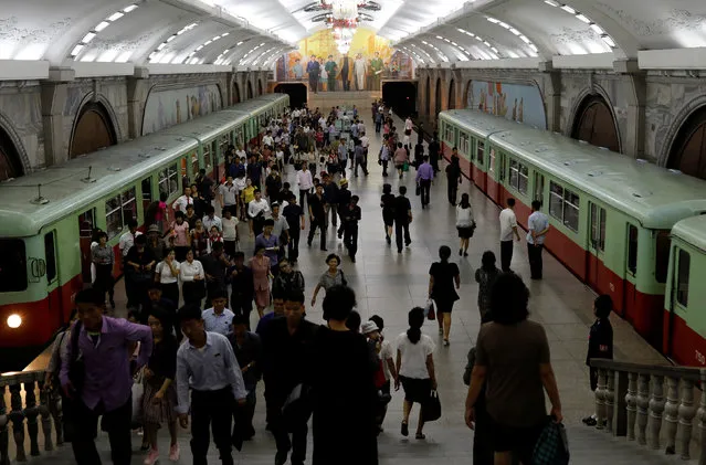 Commuters are seen at a subway station in Pyongyang, North Korea on September 11, 2018. (Photo by Danish Siddiqui/Reuters)