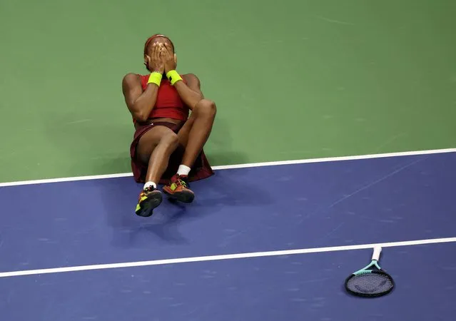 Coco Gauff celebrates during her victory over Aryna Sabalenka of Russia in the women's final of US Open at the USTA Billie Jean King National Tennis Center on September 09, 2023 in New York City. (Photo by Shannon Stapleton/Reuters)