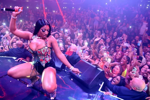 American rapper and songwriter Megan Jovon Ruth Pete, known professionally as Megan Thee Stallion performs at Hakkasan Nightclub on July 11, 2021 in Las Vegas, Nevada. (Photo by Denise Truscello/WireImage)