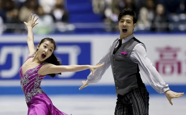 Wang Shiyue and Liu Xinyu of China compete during the ice dance free dance program at the ISU World Team Trophy in Figure Skating in Tokyo April 17, 2015. (Photo by Yuya Shino/Reuters)
