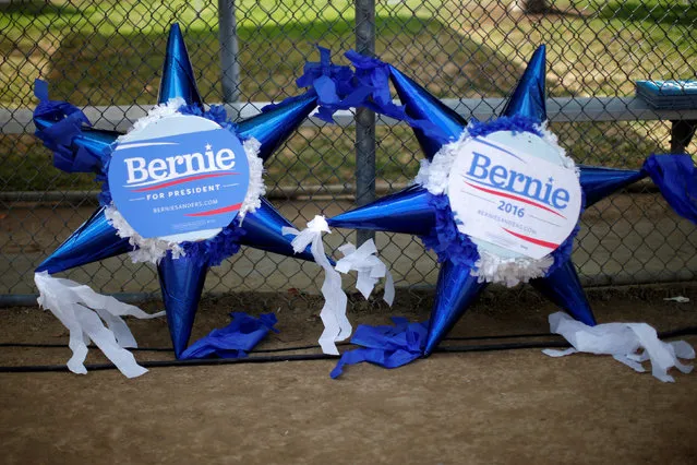 Pinatas lie on the ground before U.S. Democratic presidential candidate Bernie Sanders speaks in East Los Angeles, California, U.S. May 23, 2016. (Photo by Lucy Nicholson/Reuters)