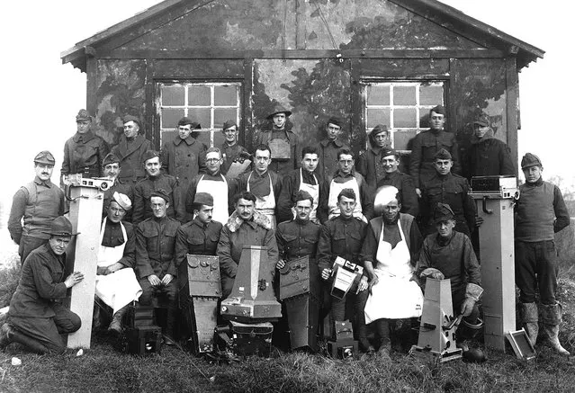 14th Photo Section, 1st Army, “The Balloonatic Section”. Capt. A. W. Stevens (center, front row) and personnel. Ca. 1918. Air Service Photographic Section. (Photo by Army Air Forces via The Atlantic)