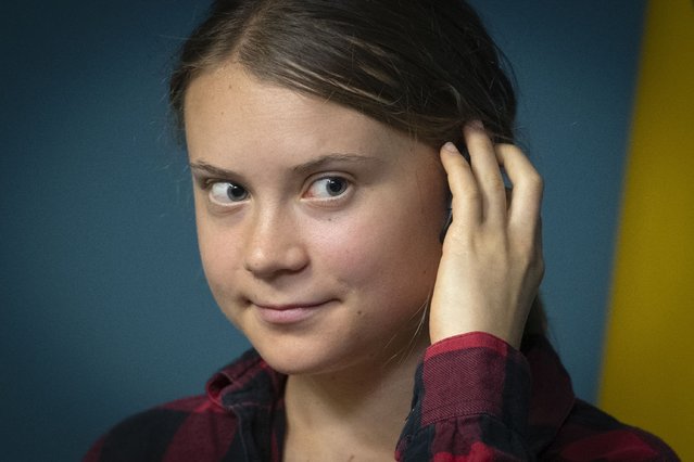 Eco-activist Greta Thunberg attends a press conference of a newly created working group that will work with the damages caused to Ukraine's ecology as a result of Russia's invasion in Kyiv, Ukraine, Thursday, June 29, 2023. (Photo by Efrem Lukatsky/AP Photo)