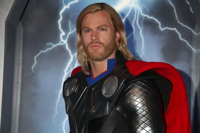 #2: Thor. According to McAfee, 16.35% of Web searches for Thor landed on sites with viruses or other malware. Pictured here: A wax figure of Thor, as portrayed by actor Chris Hemsworth, appears at the Madame Tussauds New York's Interactive Marvel Super Hero Experience at Madame Tussauds on April 26, 2012 in New York City. (Photo by Astrid Stawiarz/Getty Images)