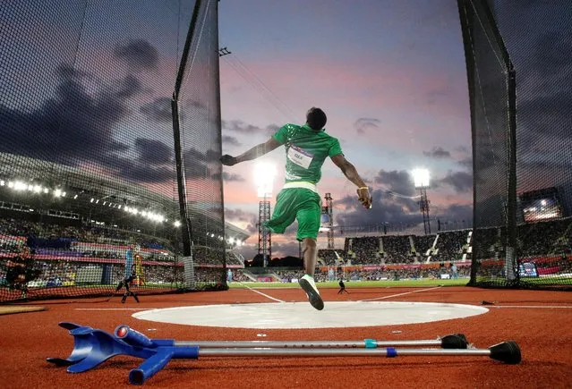 Kennedy Ezeji of Team Nigeria competes during the Men's F42-44/61-64 Discus Throw Final on day six of the Birmingham 2022 Commonwealth Games at Alexander Stadium on August 03, 2022 in Birmingham, England. (Photo by Phil Noble/Reuters)