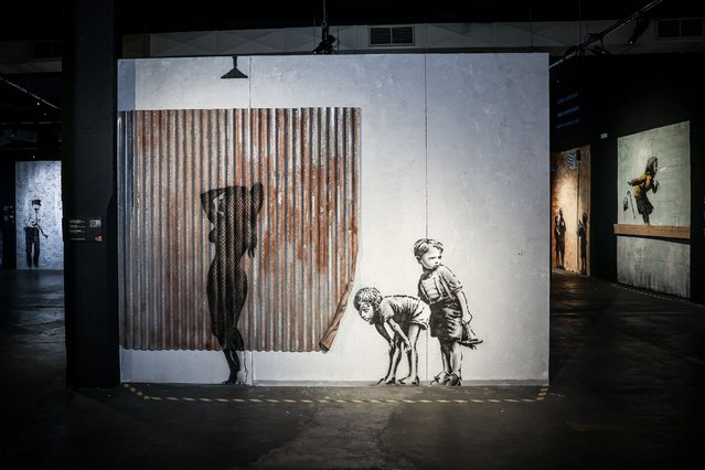 A view of the new Banksy Museum featuring reproductions of Banksy's graffiti art from around the world on January 29, 2025 in Madrid, Spain. (Photo by Pablo Cuadra/Getty Images)