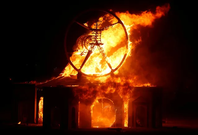 The Man burns as approximately 70,000 people from all over the world gather for the 30th annual Burning Man arts and music festival in the Black Rock Desert of Nevada, U.S. September 3, 2016. (Photo by Jim Urquhart/Reuters)