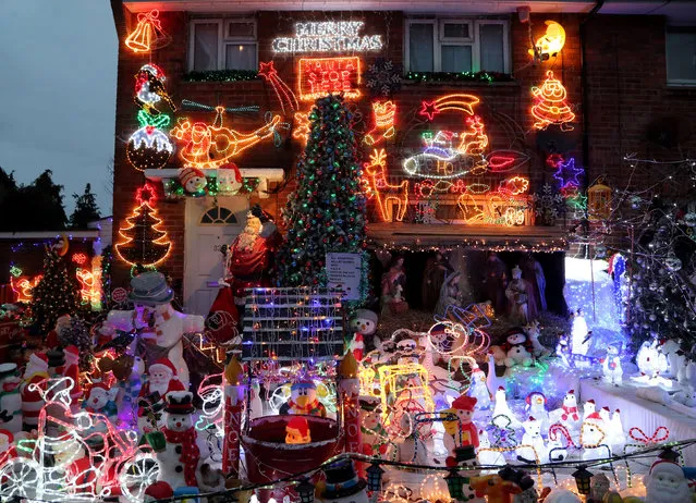 The Farnes family home in Hove, East Sussex, England. The property is decorated each Christmas with more than 30,000 lights to raise money for charity. (Photo by Gareth Fuller/PA Wire)