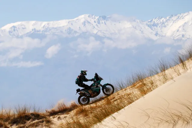 Lyndon Poskitt of Great Britain and Races to Places rides a 450 Rally KTM bike in the Classe 2.1 : Super Production during stage ten of the 2018 Dakar Rally between Salta and Belen on January 16, 2018 in Argentina. (Photo by Dan Istitene/Getty Images)