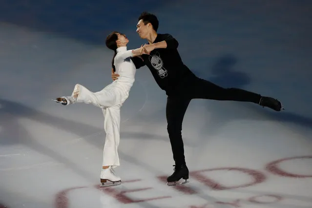 Chen Hong and Sun Zhuoming of China perform in the gala exhibition on day three of the ISU Grand Prix of Figure Skating Cup of China at Huaxi Sports Center on November 8, 2020 in Chongqing, China. (Photo by Carlos Garcia Rawlins/Reuters)