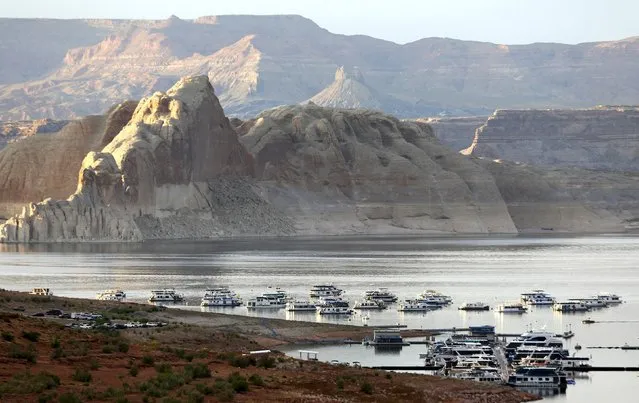 Houseboats are tied up in the marina at Lake Powell near Page, Arizona, May 26, 2015. (Photo by Rick Wilking/Reuters)