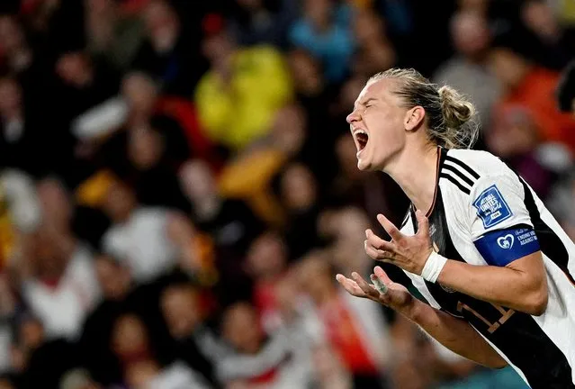 Germany's Alexandra Popp reacts after a missed chance against South Korea during the FIFA Women's World Cup Australia & New Zealand 2023 Group H match between South Korea and Germany at Brisbane Stadium on August 3, 2023 in Brisbane, Australia. (Photo by Dan Peled/Reuters)