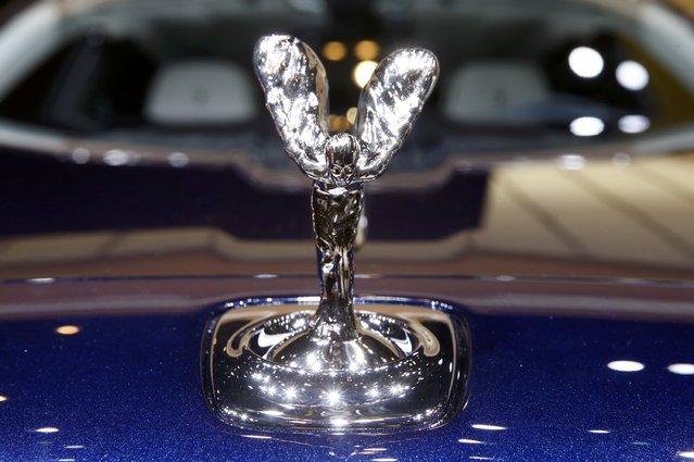 A Rolls-Royce The Spirit of Ecstasy hood ornament is seen during the first press day ahead of the 85th International Motor Show in Geneva March 3, 2015. REUTERS/Arnd Wiegmann   