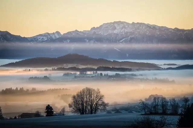 “The Allgäu Alps in Germany is one of Europe’s best kept secrets. Around every corner is a stunning vista, with snow-capped mountains, crystal-clear lakes and endless countryside. I captured this shot on a sunrise walk, and was captivated by the natural layers of fields, trees, hanging clouds and mountains”. (Photo by Jon Williams/The Guardian)