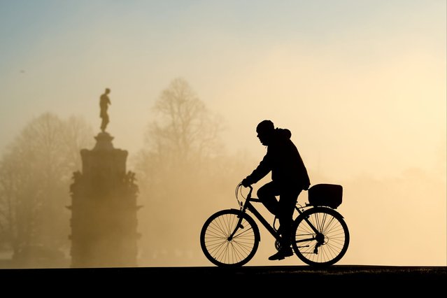 A person cycling in Bushy Park in London on Saturday, February 24, 2024. (Photo by John Walton/PA Images via Getty Images)