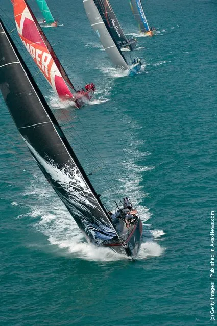 PUMA Ocean Racing powered by BERG, skippered by Ken Read from the USA leads the fleet of Volvo Open 70's, at the start of leg 4 of the Volvo Ocean Race 2011-12