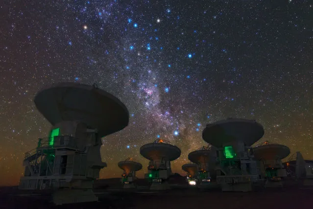 The antennas of the European Southern Observatory's Atacama Large Millimeter/Submillimeter Array, also known as ALMA, are set against the splendor of the Milky Way in this picture by Babak Tafreshi