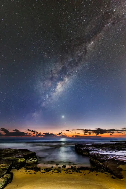 “Venus Rising”. During the seldom-seen alignment of the five planets in February 2016, Venus, Mercury and the Milky Way rose an hour before sunrise, and appear to be fleeing its early glow, overlooking Turrimeta Beach, Australia. (Photo by Ivan Slade/Royal Observatory Greenwich’s Astronomy Photographer of the Year 2016/National Maritime Museum)