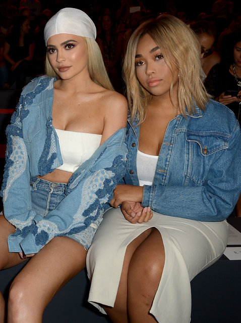 Kylie Jenner (L) and Jordyn Woods attend the Jonathan Simkhai fashion show during New York Fashion Week: The Shows at The Arc, Skylight at Moynihan Station on September 10, 2016 in New York City. (Photo by Gustavo Caballero/Getty Images for New York Fashion Week: The Shows)