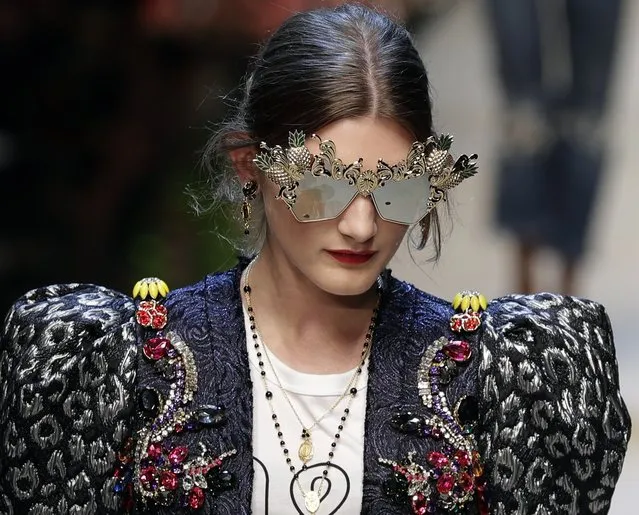 A model wears a creation for Dolce & Gabbana women's Spring-Summer 2017 collection, part of the Milan Fashion Week, unveiled in Milan, Italy, Sunday, September 25, 2016. (Photo by Antonio Calanni/AP Photo)