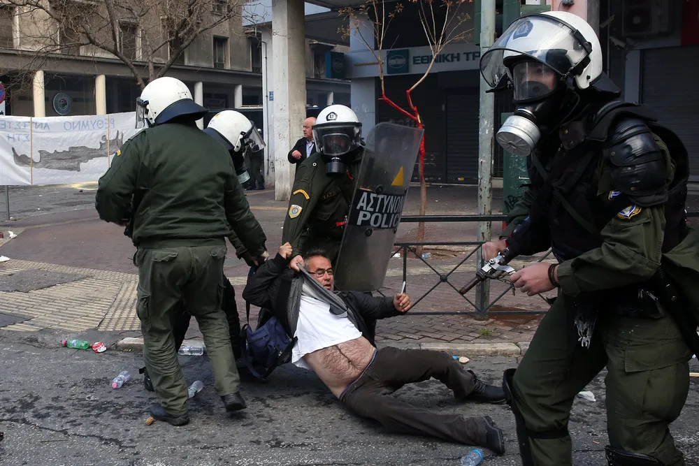Greek Farmers Clash with Riot Police