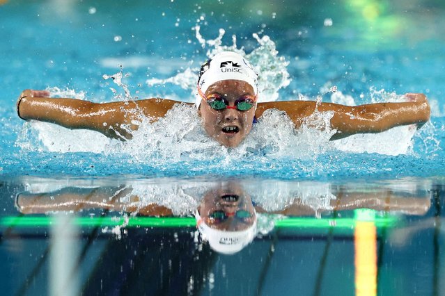 Australia's Abbey Connor competes in the women's 200m butterfly final during the Australian Swimming Trials at the Brisbane Aquatic Centre on June 13, 2024. (Photo by David Gray/AFP Photo)