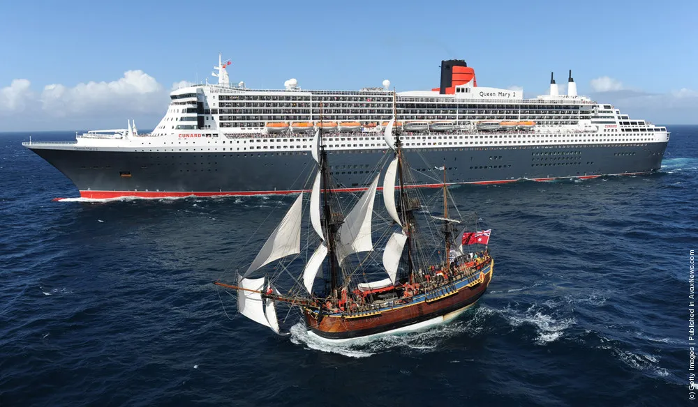 Queen Mary 2 and The Endeavour Cross Paths as They Circumnavigate Australia