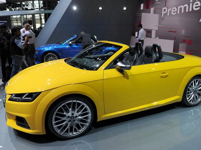 The Audi TTS Roadster is presented at the Audi stand at the Paris Auto Show on October 2, 2014 on the first of the two press days. (Photo by Eric Piermont/AFP Photo)