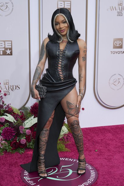American rapper GloRilla arrives at the BET Awards on Monday, June 9, 2025, at the Peacock Theater in Los Angeles. (Photo by Jordan Strauss/Invision/AP Photo)